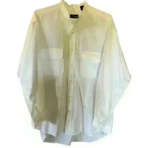Vintage 90's Men's At Ease Collarless 100% Cotton Button Down Shirt, size Large